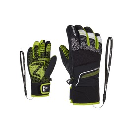 Ziener LONZALO Children's Ski Gloves, Winter Sports, Waterproof, Primaloft, Black.Lime, 4