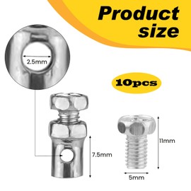 BIVYAX 10 x Bowden Cable Nipple for Bowden Cable, 2.5 mm Max Clutch Cable, End Caps Made of Brass, Universal Cable End Caps for Bicycle Coupling, Motorcycle, Lawn Mower, Go-Kart and Tractor