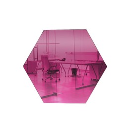 Marketing Holders Acrylic Mirror 9” Pink Hexagon Blank Smooth Edge No Adhesive DIY Plexiglass Tiles .118 3MM Thick Photographers Studio Sets Baby Showers Art Galleries Schools Nurserys