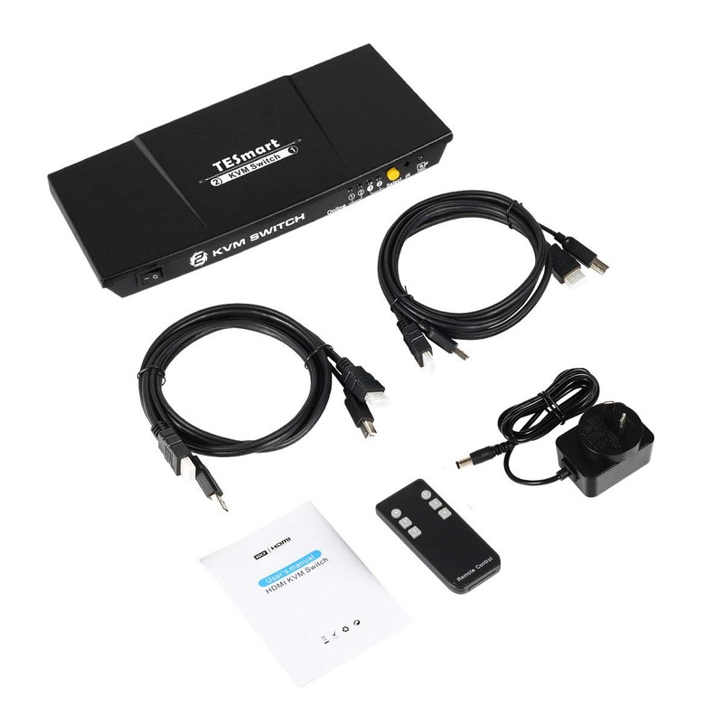 TESmart HDMI KVM Switch 2 Ports 4K30Hz, KVM Switcher 2