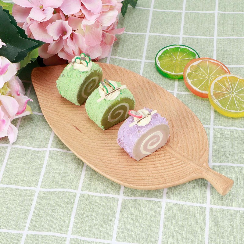 Leaf Shape Wood Plate Storage Trays Tea Tray Dessert Dinner