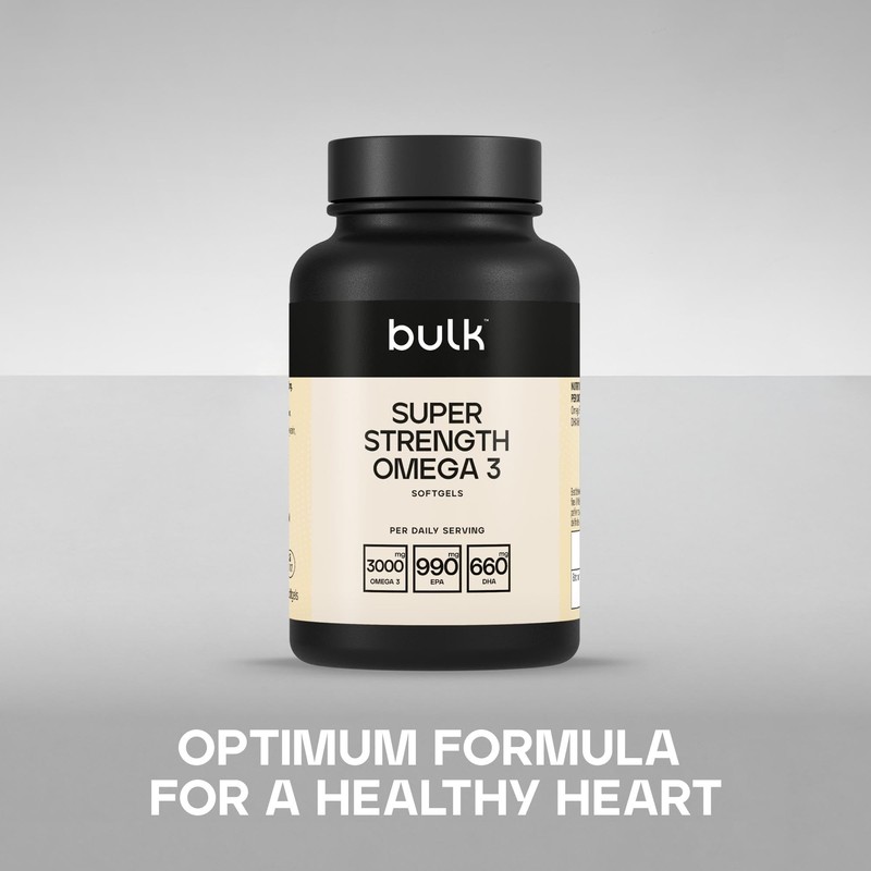 Bulk Super Strength Omega 3 Softgels, 1 Month Supply, Pack