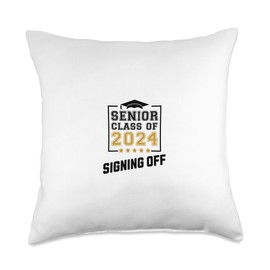 Class of 2024 Senior Autograph High School Memory Party Throw Pillow