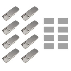 Cubic Ape Slide Top Tin Containers for Lip Balm, Solid Perfume (8-Pack, w/Labels) - Empty Small Cosmetics Metal Boxes with Sliding Lids (Frosted Silver, 0.5 OZ)