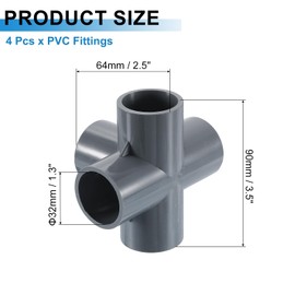 sourcing map 1" PVC Fittings, 4 Pcs 5 Way Elbow Connector Elbow PVC Furniture Fittings Corner Fitting for Water Supplies PVC Furniture DIY Shelf Greenhouse Tent Connection, Grey