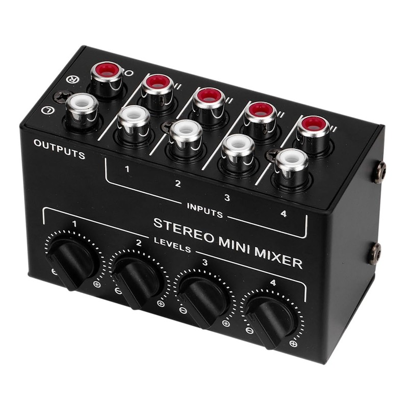 Tiardey 4 Channel Stereo Audio Mixer Support RCA Input and