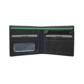 VISCONTI Bond Collection LE CHIFFRE Gents Leather Wallet RFID Blocking BD707 Black/Cobalt/Green