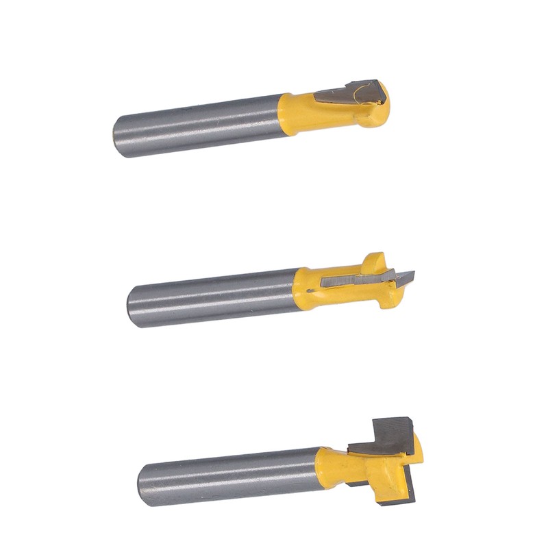 3Pcs Keyhole Router Bits Set 1/4in Shank T Slot Routers