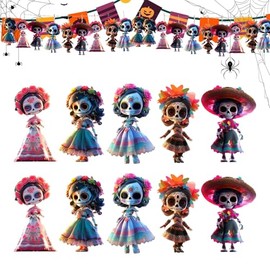 Dia De Muertos Decoraciones, 10 Piezas de acrílico Dia De Muertos Colgante de Halloween Ado-rnos, Decoraciones Divertidas para Fiestas