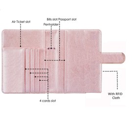 Nathalie Leather Passport Holder Cover Case RFID Blocking Travel Wallet (Rose)