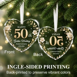 50th Anniversary Ornament - Heart Glass Wedding Gifts for Couple 2026