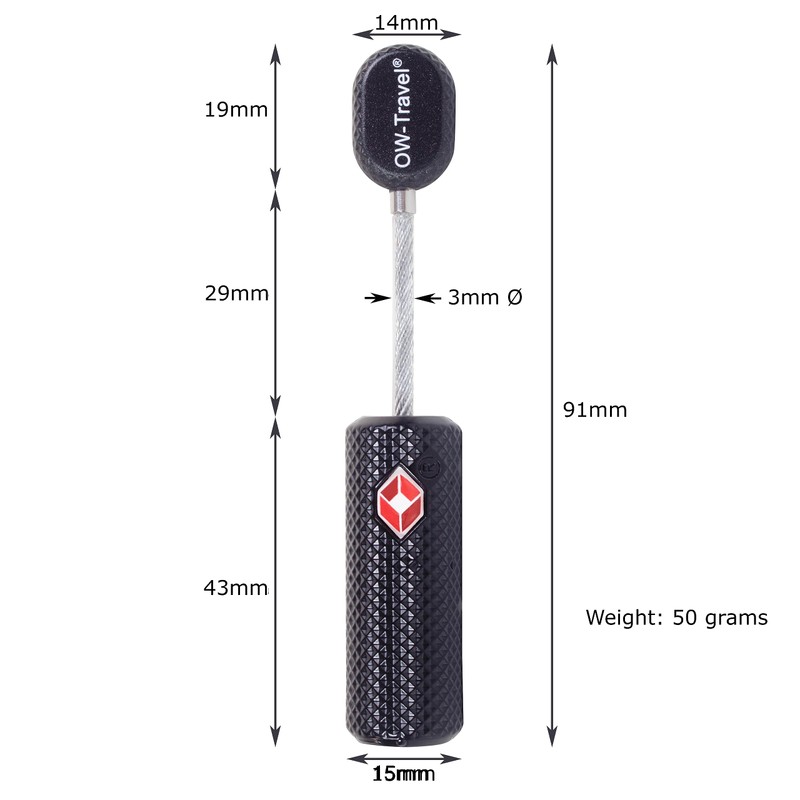 OW-Travel TSA Approved Luggage Locks with Keys (1 Pack Black)