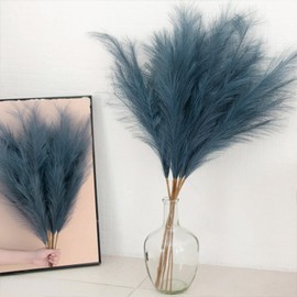 Wttisel 38" 10 Stems Tall Pampas Grass - Faux Pampas Grass Tall Navy Blue Fluffy Pampas Grass Flower Arrangement and Vase Filler for Boho Home Wedding Mothers Day Decoration