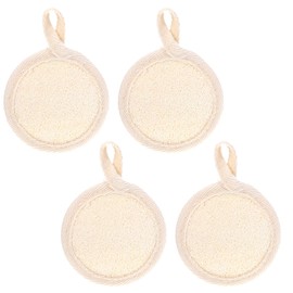 4Pcs Organic Loofah Facial Scrubber, Natural Loofah Face Exfoliator Scrubber, Luffa Sponge Pads for Bath Shower Makeup, Exfoliating Face Brush for Women Girls Deep Cleaning Dead Skin