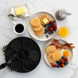 Nordic Ware Nonstick Pancake Pan, Heavy Aluminum, 7 Round Cups, For Gas, Electric, Ceramic Stovetops, Made in USA