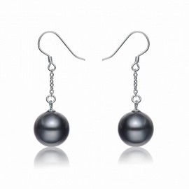Schmuckwilli Pearl Earrings for Women and Girls - with Grey Round Pearls - Elegant Earrings with Mallorca Shell Pearls for Any Occasion - Stud Earrings - Pearl Earrings, Pearl Pearl Shell, Pearl