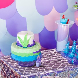 Oudain 12 Pcs Iridescent Tablecloths and Fish Net Decorative Set Holographic Plastic Table Covers for Under The Ocean Beach Surf Ocean Pool Party Birthday Party Decorations Baby Shower Mermaid Party