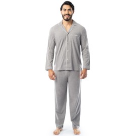 Fruit of the Loom Men's Jersey Knit Pajama Sleep Set, Grey