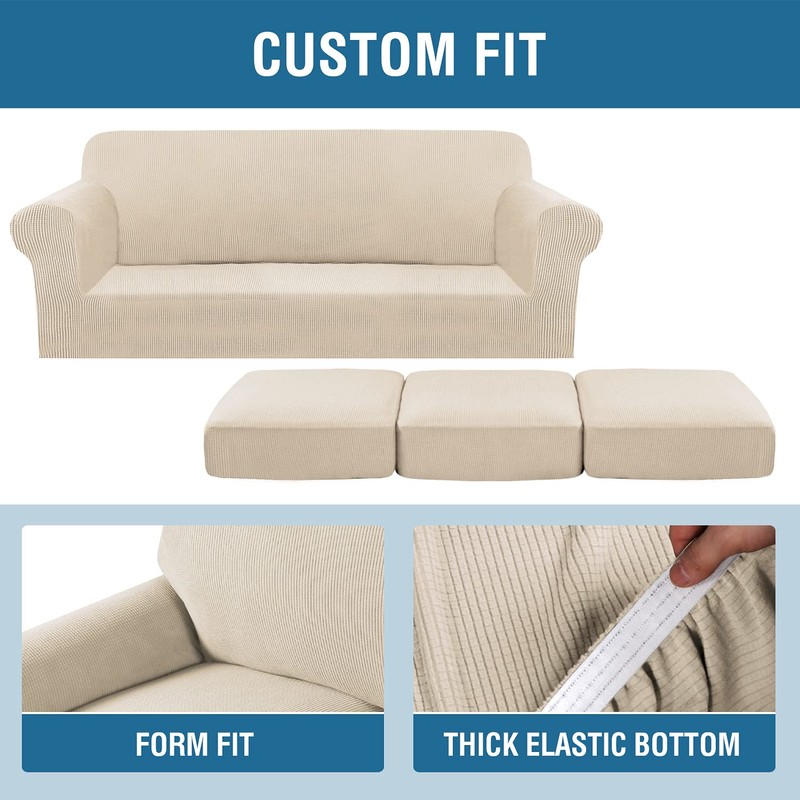 H.VERSAILTEX 4 Piece Stretch Couch Covers for 3 Cushion Couch