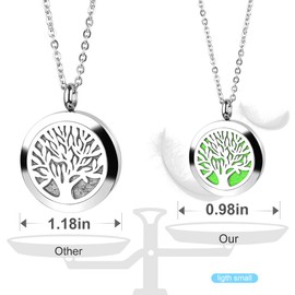 RoyAroma 2PCS Aromatherapy Essential Oil Diffuser Necklace Two Patterns Pendant Locket Jewelry,23.6" Adjustable Chain Stainless Steel Perfume Necklace Gift for Mother's Day