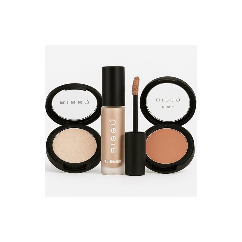 Kit Iluminadores BISSÚ – Iluminador Compacto, Iluminador Líquido y Rubor