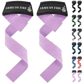 TECEUM Lifting Wrist Straps with Neoprene Padding Support – Pink – Arms on Fire – Heavy Duty Wrist Workout Straps For Men and Women – Ideal for Powerlifting, Strength Training, Bodybuilding