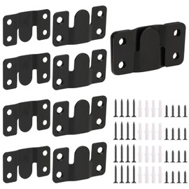 4 Pairs Interlocking Flush Mount Bracket Picture Hanging Hooks Black Stainless Steel Heavy Duty Photo Frame Hook Large Picture Hanger Buckle Furniture Connector Headboard Wall Mounting Hardware