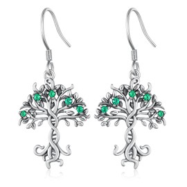 Tree of Life Earrings 925 Sterling Silver Tree of Life Infinity DNA Earrings Dangle Drop Earrings Jewelry Birthday Gifts for Women Mom Grandma, Sterling Silver, Zircon