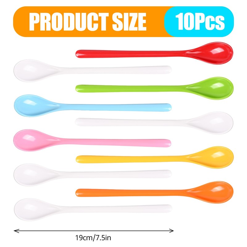 OWLMATE Pack of 10 Plastic Egg Spoons, Large, Egg Spoons,