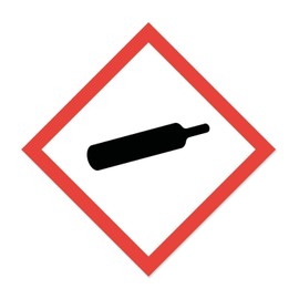 Hazard Sticker I Weatherproof Film with UV Protective Laminate I Hazardous Substance Symbol with GHS04 Gas Bottle Name I 15 x 15 cm I GHS Marking I Warning I Note I hin698