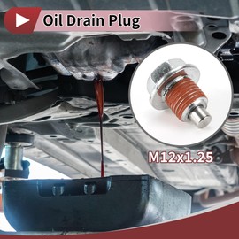 HEROFFIX 1 Set Oil Drain Plug for Nissan for Infiniti Oil Pan Drain Bolt Screw Thread Repair with Gasket No.1102601M02 Red Metal Magnetic M12x1.25