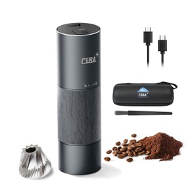 CERA+ Portable Coffee Bean Grinder,Electric Coffee Grinder,Coffee Grinder with 90 Precise Grind Setting,Auto‑Stop & One-Button,Burr Coffee Bean for Espresso,Pour-Over, French Press Moka, with Bag