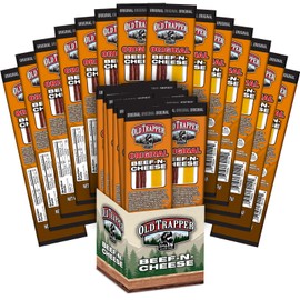 Old Trapper Beef-N-Cheese, Original 1.3-Ounce Individual Package, Savory Beef Stick and American Cheese Snack Pack, Great Snack for Lunch Boxes or Between Meals (Pack of 14)