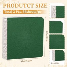 SOFPLATE 2Pcs 3.2" x 3.2" Mini Drawing Sketchbook Small Watercolor Notebook Green Paper Blank Square Portable Water Color Travel Journal Art Pad Sketchbooks for Painting Traveler Student Supplies