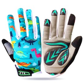 LOVMEAD Cycling Gloves Kids for Boys Girls Age 4-12, MTB Gloves Pair Outdoor Sports Road Bike Bicycle Bike Gloves Spring Summer (S, Cyan)