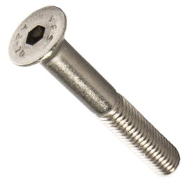 M8-1.25 x 60MM Flat Head Socket Cap Screws, Allen Socket Drive, Din 7991, Stainless Steel A2-70, Full Thread, Plain Finish, Flat Point, Quantity 10 by Fastenere
