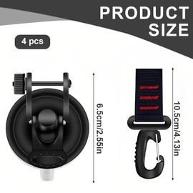 WUSJCOF Saugnapf Haken Camping Set, 4 Stück Starke Saugnäpfe mit S-Haken für Auto Markise, Zelte, Wohnmobil Zubehör, Multifunktionale Camping Saugnäpfe