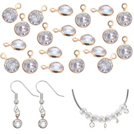 Ymapinc 20Pcs Gold Plated Charms for Jewelry Making, Shiny Rhinestones Crystal Charms with Loops for Women Necklaces Bracelets Dangle Earrings Diamond Gemstone DIY Crafts