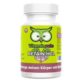 Betain HCL Kapseln - hochdosiert - 500 mg - Qualität aus Deutschland - Extrakt ohne Zusätze - vegan - laborgeprüft - Vitamineule®