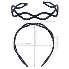 scicent Hair Bands for Men 2 Pcs Tooth Headband for Women Girls, Plastic Hairband Wavy Hair Comb Head Band Hard Hair Band for Hair Styling - 9512