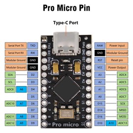 Pro Micro with Atmega32U4 chip Development Board, AYWHP 1 PCS Pro Micro 5V/16MHz Nano microcontroller Development Board with Built-in USB updater Type-C Interface Compatible with Arduino IDE