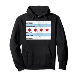 Chicago 312 Area Code Flag Colors Vintage Pullover Hoodie