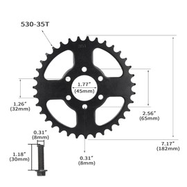 RUTU 530 35T Rear Chain Sprocket for ATV, 530 Chain 35 Tooth Rear Sprocket Cog for 150cc 200cc 250cc ATV UTV GY6 Go Kart Buggy TaoTao Chinese Quads