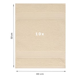 Betz Premium Guest Towel Set 100 % Cotton 30 x 50 cm Pack of 10, sand, 30 x 50 cm