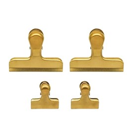 Fackelmann Stainless Steel Bag Clips, Set of 4, Reusable Food Sealing Clips, Gold