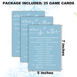 Cazhes Minimalist Bridal Shower Games, Light Blue Would She Rather Game, 30 Wedding Bachelorette Engagement Party Decorations Supplies Favors - A09