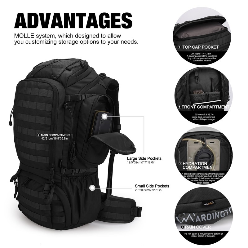 Mardingtop 50L Internal Frame Backpack with Rain Cover for Hiking,Camping,Backpacking,Travel,Outdoor