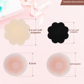 12 Pares Cubierta del Pezón, 4 Pétalos de Silicona para el Pecho, 20 Tela no Tejida, Funda Invisible Pezones Flores Reutilizables Adhesivas Sin Pezones para Mujer Vestido de Fiesta