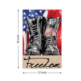Independence Day Garden Flag Freedom Boots 12x18 Inch Double Sided Patriotism 4th of July Independence Memorial Day Flag Veteran Yard Outdoor House Farmhouse Decoration