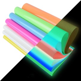 Heat Transfer Vinyl Glow in Dark Iron on Vinyl 9 Pack 12"x 10" PU HTV Luminous Fluorescent Color for Shirts(Glow in Dark)…